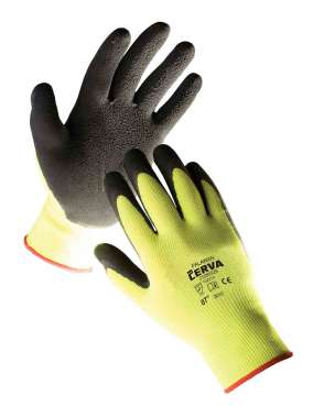 Handschoen cerva palawan geel/zwart nylon met latex coating